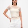 Top din plasă din dantelă florală Top din plasă din dantelă florală