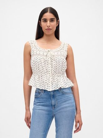 Top peplum cu dantelă