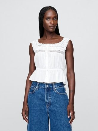 Top peplum cu dantelă