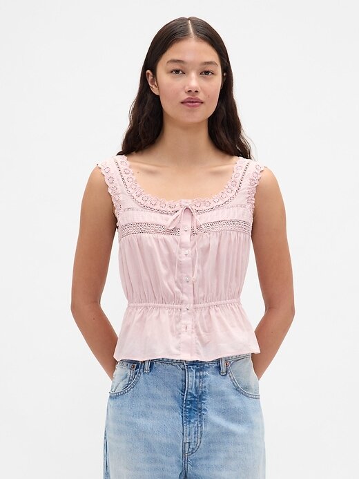 Top peplum cu dantelă Top peplum cu dantelă