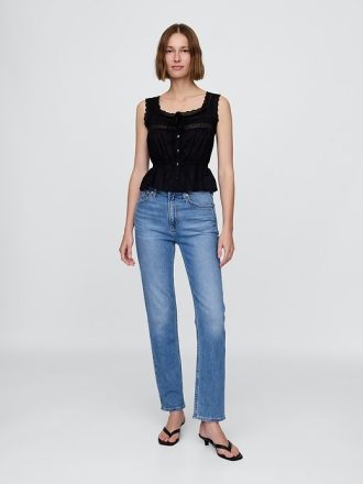 Top peplum cu dantelă