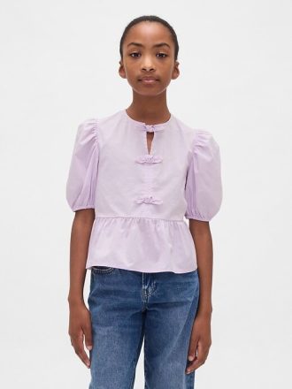 Top peplum cu mâneci bufante pentru copii