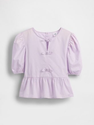 Top peplum cu mâneci bufante pentru copii