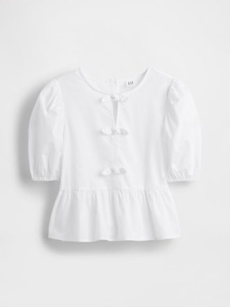 Top peplum cu mâneci bufante pentru copii