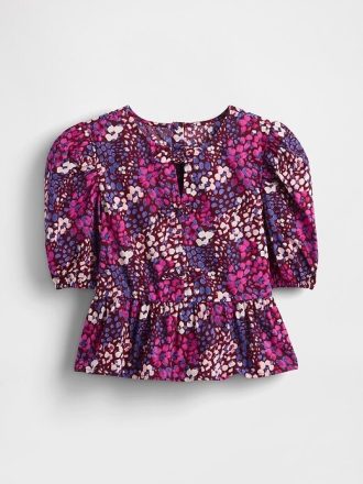 Top peplum cu mâneci bufante pentru copii