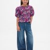Top peplum cu mâneci bufante pentru copii