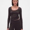 Top PJ cu dantelă Mini Rib Top PJ cu dantelă Mini Rib