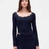 Top PJ cu dantelă Mini Rib Top PJ cu dantelă Mini Rib