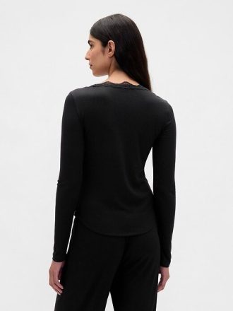 Top PJ cu dantelă Mini Rib
