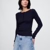 Top pulover Pointelle Henley Top pulover Pointelle Henley