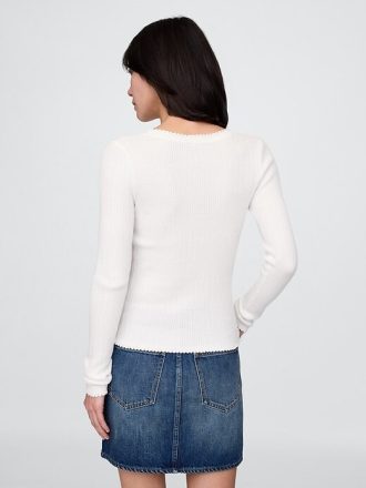 Top pulover Pointelle Henley
