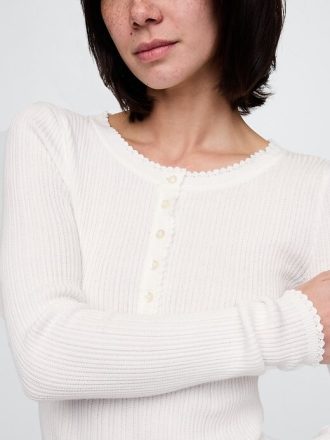 Top pulover Pointelle Henley