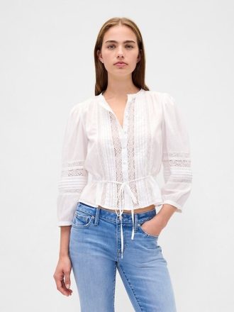 Top Voile cu Trim Dantela