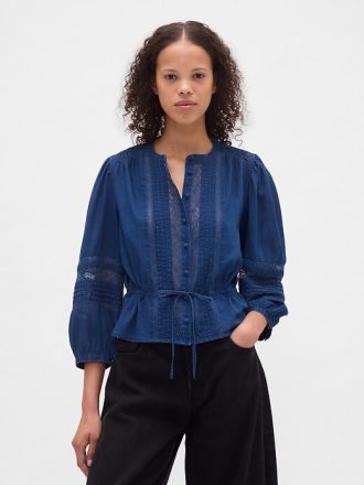 Top Voile cu Trim Dantela