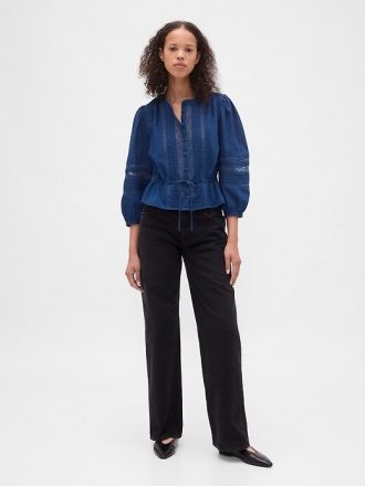 Top Voile cu Trim Dantela