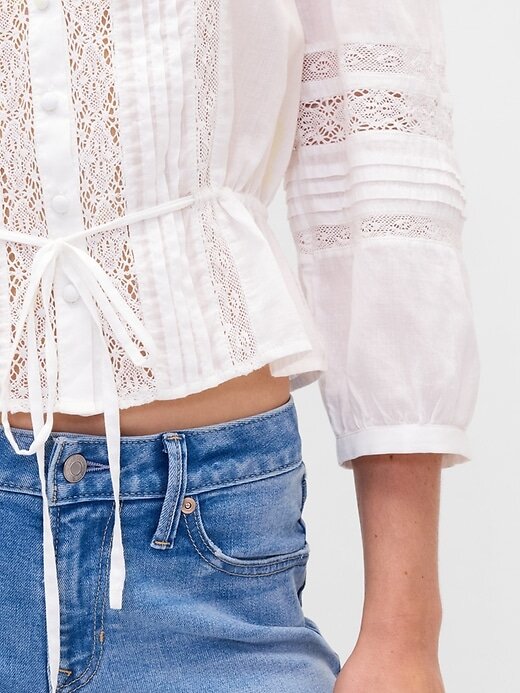 Top Voile cu Trim Dantela Top Voile cu Trim Dantela