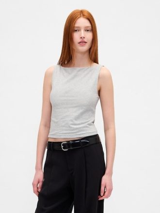 Tricot Crop din Jersey Tricot Boatneck
