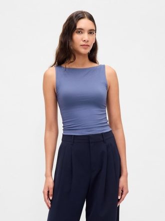 Tricot Crop din Jersey Tricot Boatneck
