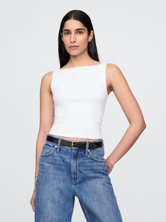 Tricot Crop din Jersey Tricot Boatneck