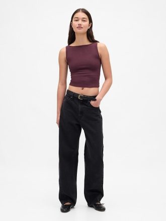 Tricot Crop din Jersey Tricot Boatneck