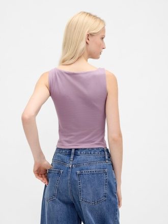 Tricot Crop din Jersey Tricot Boatneck