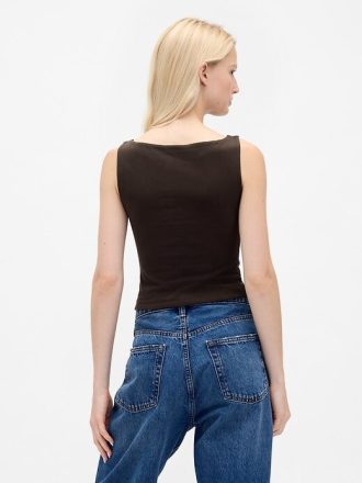 Tricot Crop din Jersey Tricot Boatneck