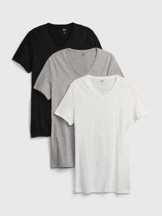 Tricou clasic cu decolteu în V (pachet de 3)