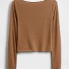 Tricou Crop Boatneck din amestec de in Tricou Crop Boatneck din amestec de in