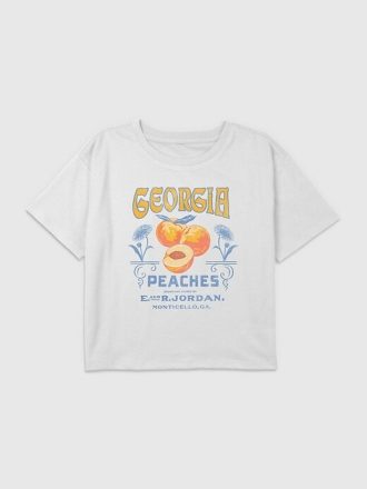 Tricou crop boxy cu grafic Georgia Peaches pentru copii