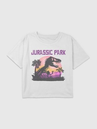 Tricou crop boxy cu grafic Jurassic Park pentru copii