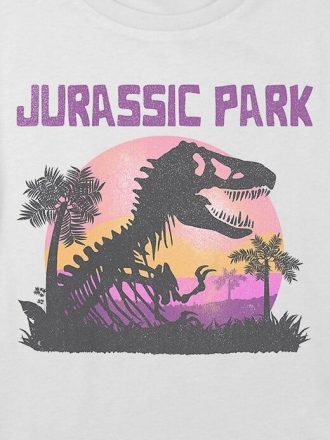 Tricou crop boxy cu grafic Jurassic Park pentru copii