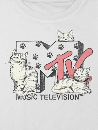 Tricou crop boxy cu grafic MTV Cats pentru copii