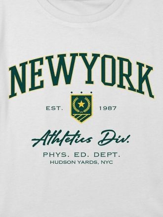Tricou crop boxy cu grafic New York Athletics pentru copii