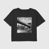 Tricou crop boxy cu grafic New York Bridge pentru copii