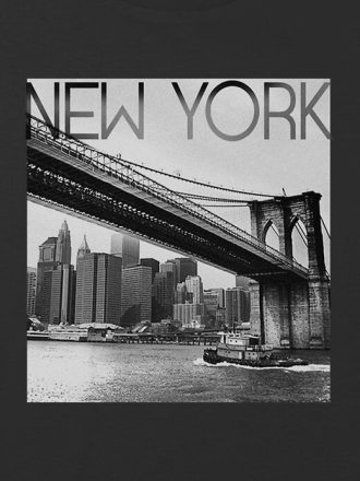 Tricou crop boxy cu grafic New York Bridge pentru copii