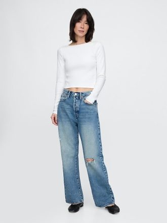 Tricou crop cu coaste grele