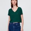 Tricou crop cu decolteu în V din amestec de in Tricou crop cu decolteu în V din amestec de in