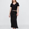 Tricou crop cu decolteu în V din amestec de in Tricou crop cu decolteu în V din amestec de in