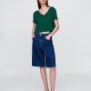 Tricou crop cu decolteu în V din amestec de in Tricou crop cu decolteu în V din amestec de in