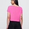 Tricou crop cu decolteu în V din amestec de in Tricou crop cu decolteu în V din amestec de in