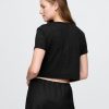 Tricou crop cu decolteu în V din amestec de in Tricou crop cu decolteu în V din amestec de in