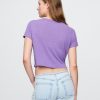 Tricou crop cu decolteu în V din amestec de in Tricou crop cu decolteu în V din amestec de in
