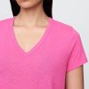 Tricou crop cu decolteu în V din amestec de in Tricou crop cu decolteu în V din amestec de in