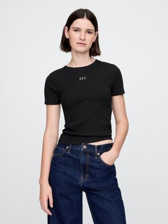 Tricou crop cu logo modern