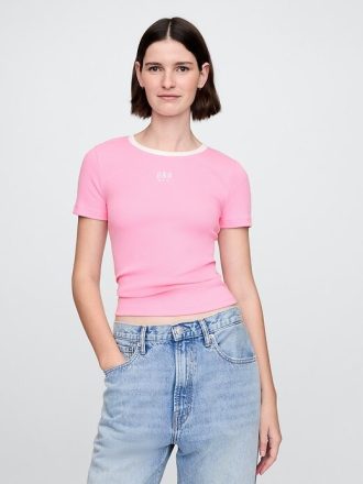 Tricou crop cu logo modern