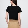 Tricou crop din jerseu de bumbac Tricou crop din jerseu de bumbac