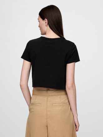 Tricou crop din jerseu de bumbac