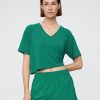 Tricou crop GapFit Breathe cu decolteu în V