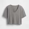 Tricou crop GapFit Breathe cu decolteu în V