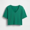 Tricou crop GapFit Breathe cu decolteu în V